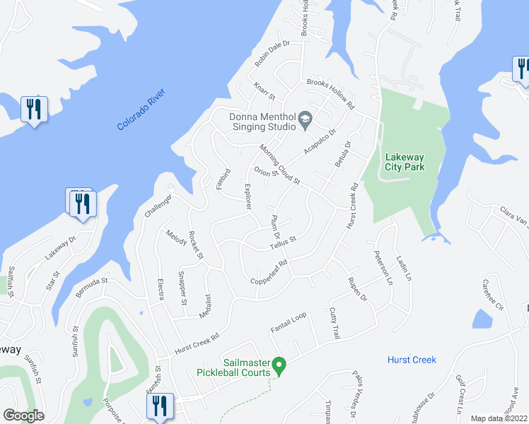 map of restaurants, bars, coffee shops, grocery stores, and more near 103 Plum Cove in Lakeway