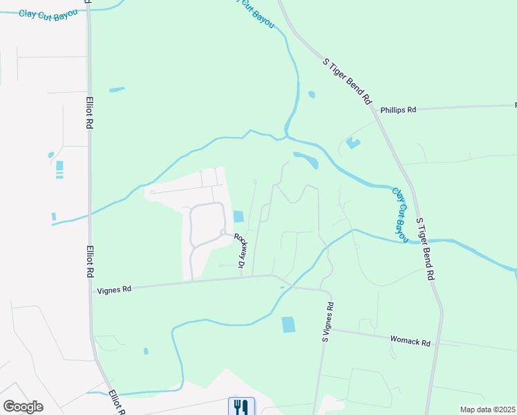 map of restaurants, bars, coffee shops, grocery stores, and more near 6510 Blue Rose Drive in Baton Rouge