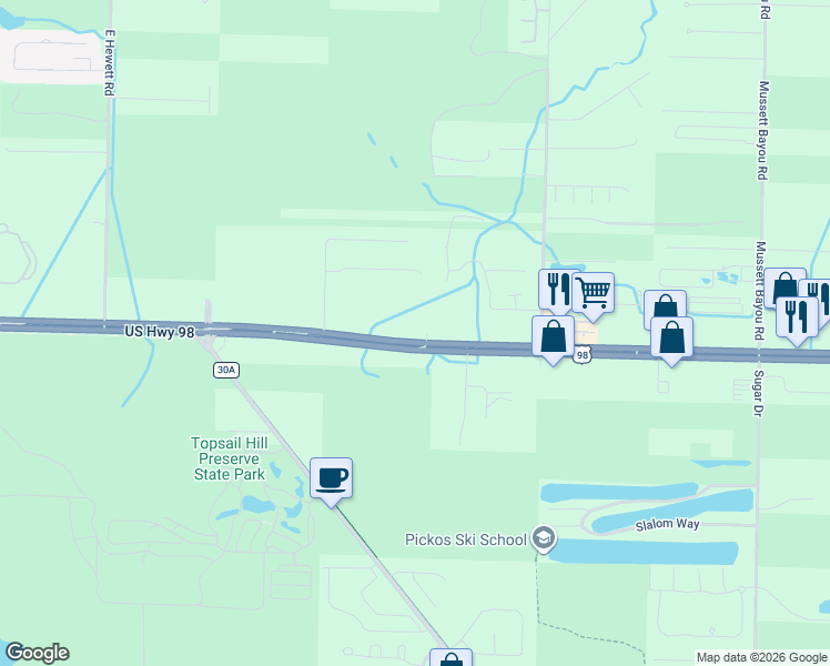 map of restaurants, bars, coffee shops, grocery stores, and more near 5426 U.S. 98 in Santa Rosa Beach