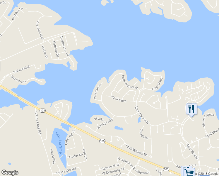 map of restaurants, bars, coffee shops, grocery stores, and more near 163 April Waters North in Montgomery