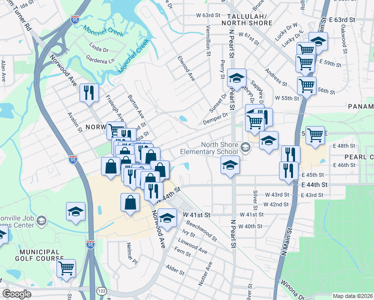map of restaurants, bars, coffee shops, grocery stores, and more near 543 West 46th Street in Jacksonville