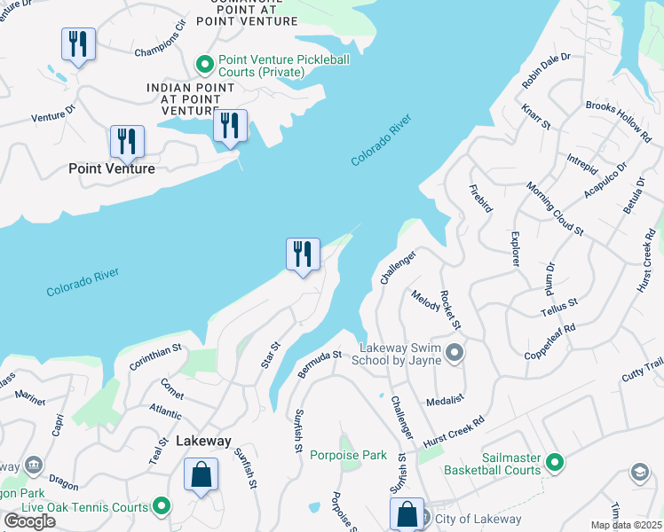 map of restaurants, bars, coffee shops, grocery stores, and more near 316 Marina Village Cove in Lakeway