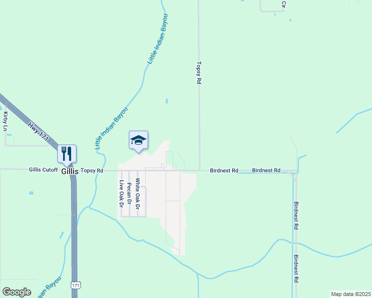 map of restaurants, bars, coffee shops, grocery stores, and more near 1040 Topsy Rd in Lake Charles