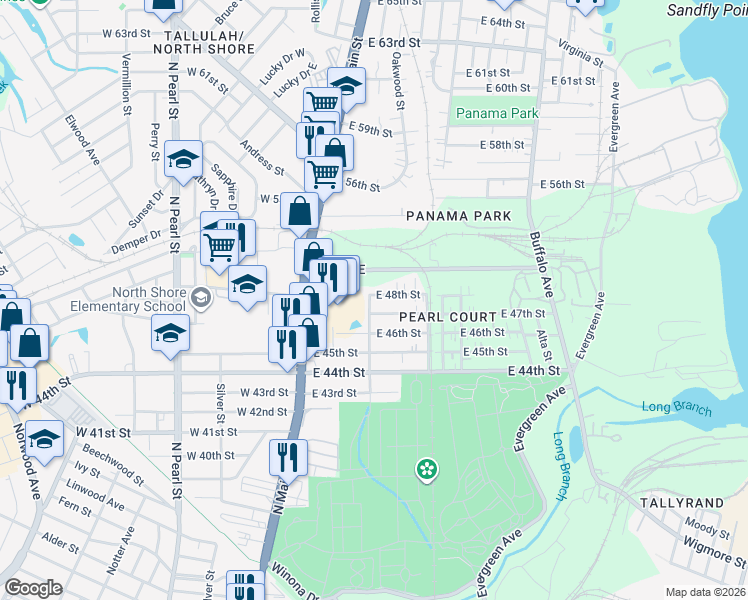 map of restaurants, bars, coffee shops, grocery stores, and more near 204 East 48th Street in Jacksonville