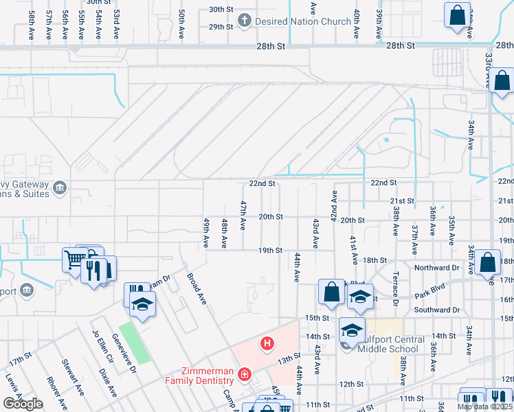 map of restaurants, bars, coffee shops, grocery stores, and more near 2007 46th Avenue in Gulfport