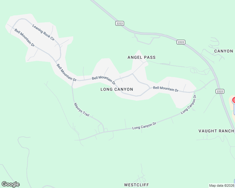 map of restaurants, bars, coffee shops, grocery stores, and more near 8513 Bell Mountain Drive in Austin