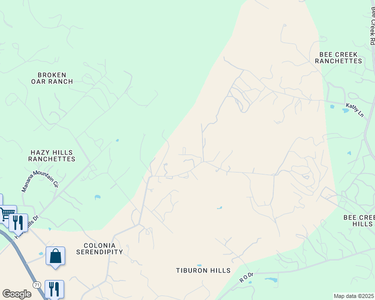 map of restaurants, bars, coffee shops, grocery stores, and more near 3310 Crawford Road in Spicewood