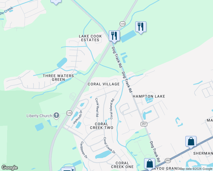 map of restaurants, bars, coffee shops, grocery stores, and more near in Escambia County