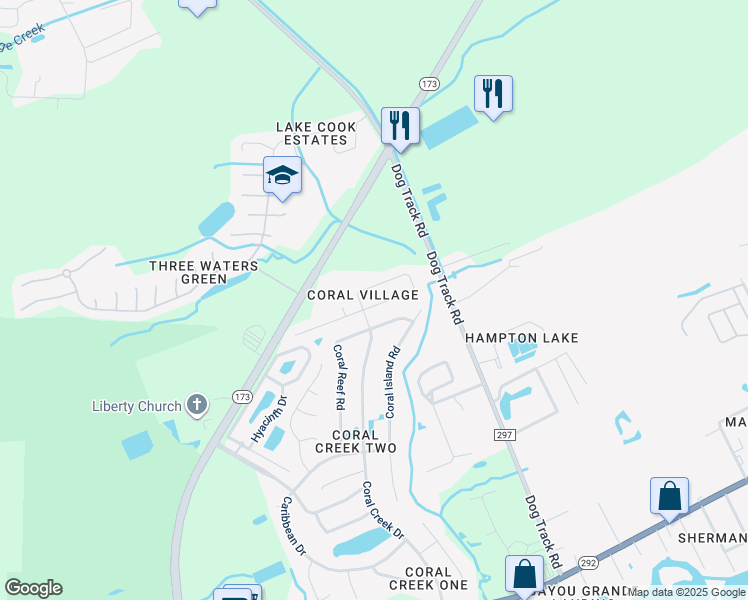 map of restaurants, bars, coffee shops, grocery stores, and more near 1006 Antigua Circle in Pensacola