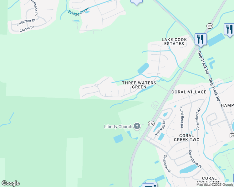 map of restaurants, bars, coffee shops, grocery stores, and more near 70 Valley Forge Court in Pensacola
