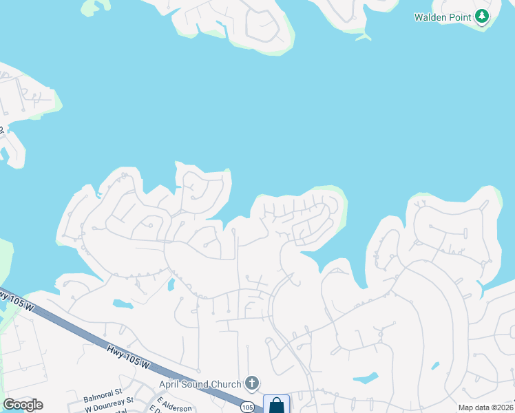 map of restaurants, bars, coffee shops, grocery stores, and more near 125 April Point Drive South in Montgomery