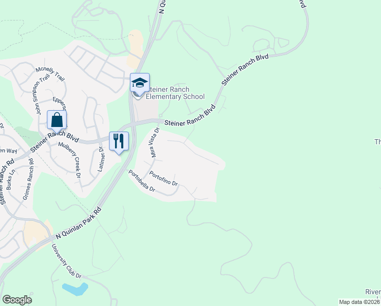 map of restaurants, bars, coffee shops, grocery stores, and more near 11909 Mira Mesa Drive in Austin