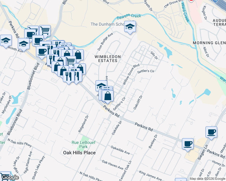 map of restaurants, bars, coffee shops, grocery stores, and more near 11430 Sugar Lane in Baton Rouge