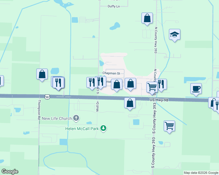 map of restaurants, bars, coffee shops, grocery stores, and more near 125 South Zander Way in Santa Rosa Beach