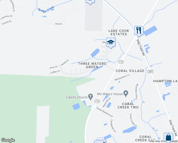 map of restaurants, bars, coffee shops, grocery stores, and more near 578 Carrier Drive in Pensacola