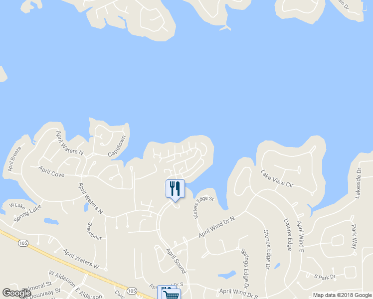 map of restaurants, bars, coffee shops, grocery stores, and more near 52 April Point Drive North in Montgomery