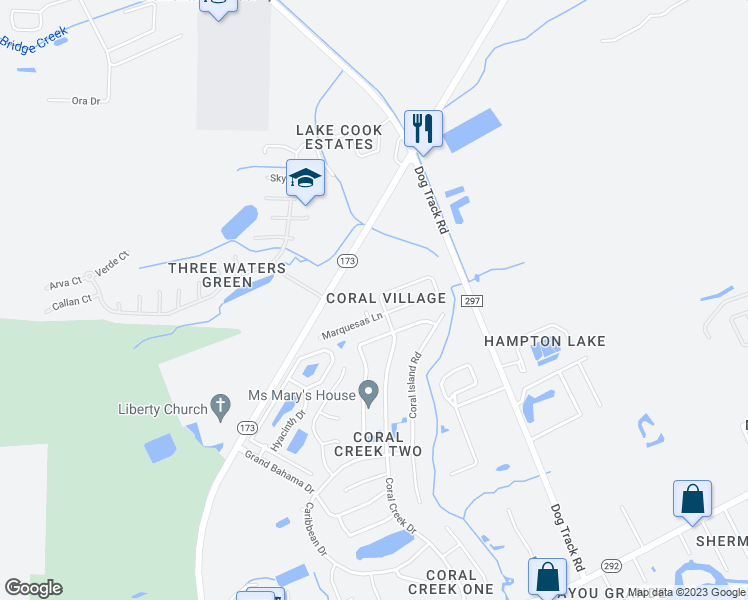 map of restaurants, bars, coffee shops, grocery stores, and more near 1093 Antigua Circle in Pensacola