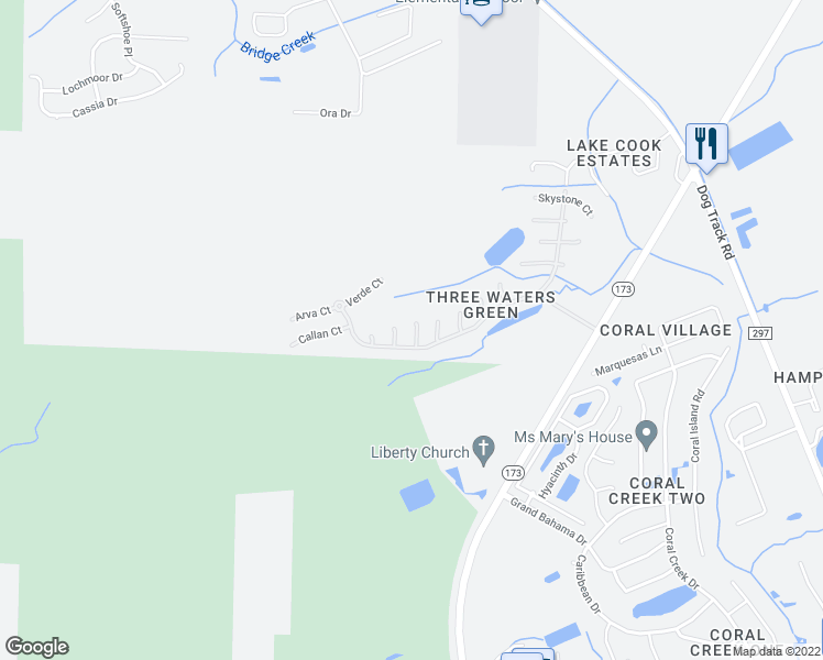 map of restaurants, bars, coffee shops, grocery stores, and more near 77 Cyrilla Court in Pensacola