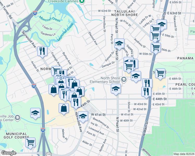 map of restaurants, bars, coffee shops, grocery stores, and more near 543 West 46th Street in Jacksonville