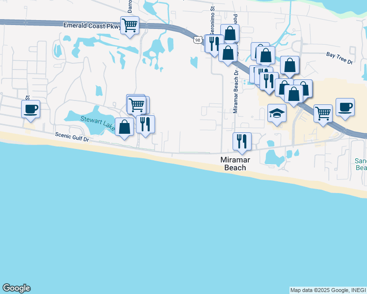 map of restaurants, bars, coffee shops, grocery stores, and more near 825 Scenic Gulf Drive in Destin