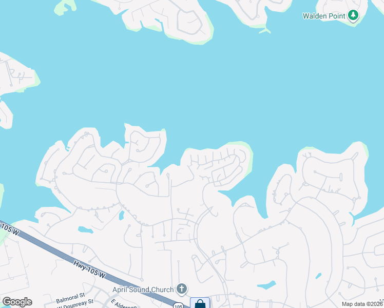 map of restaurants, bars, coffee shops, grocery stores, and more near 131 April Point Drive North in Montgomery