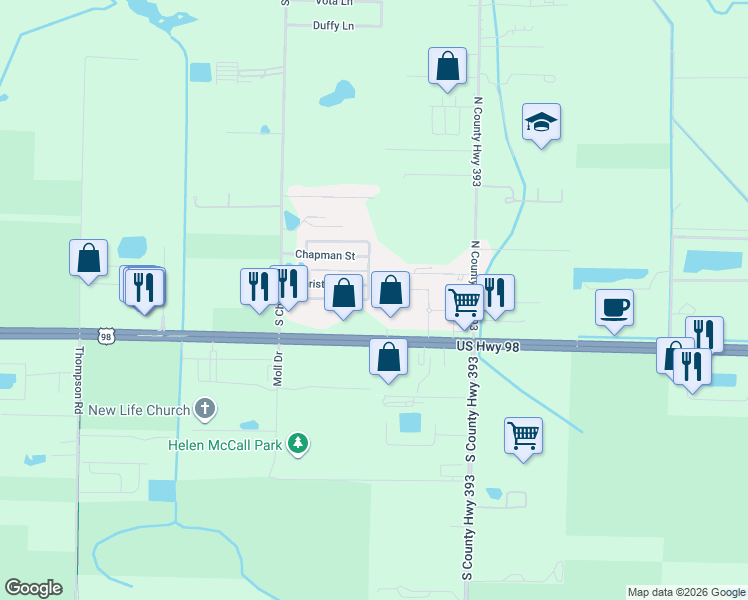 map of restaurants, bars, coffee shops, grocery stores, and more near 33 South Zander Way in Santa Rosa Beach