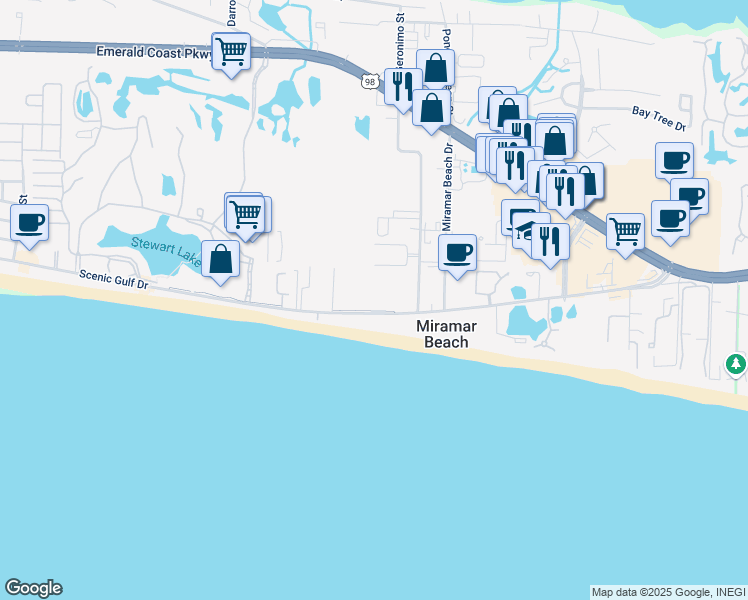 map of restaurants, bars, coffee shops, grocery stores, and more near 770 Scenic Highway 98 in Miramar Beach