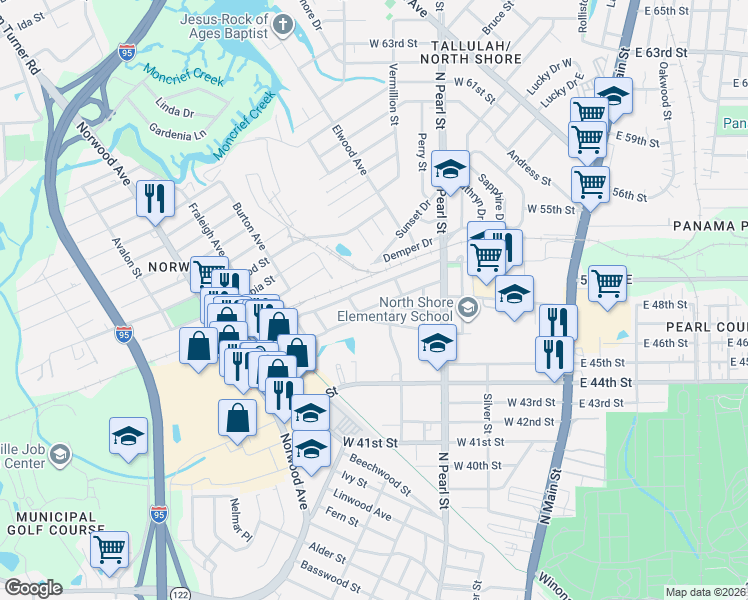 map of restaurants, bars, coffee shops, grocery stores, and more near 543 West 46th Street in Jacksonville