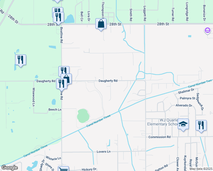 map of restaurants, bars, coffee shops, grocery stores, and more near 122 Via Don Ray Road in Long Beach