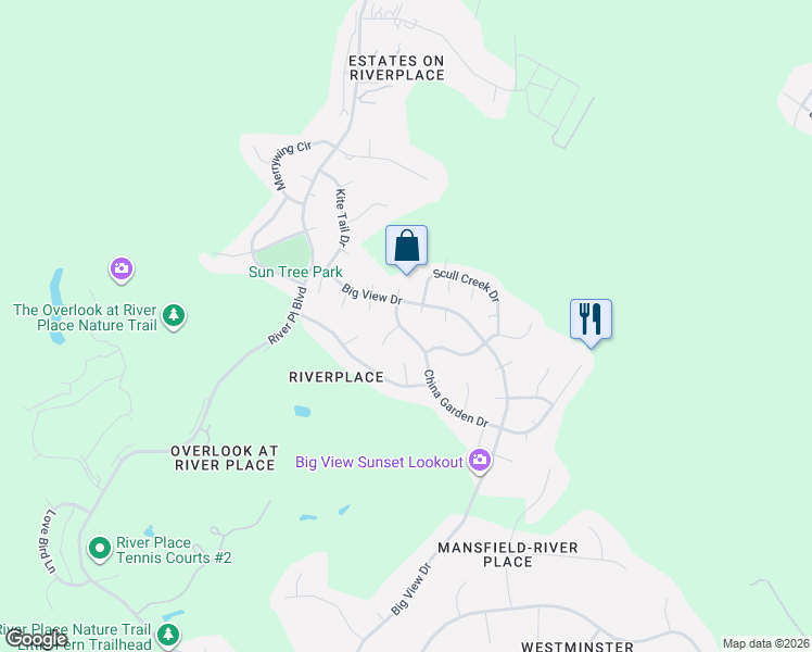 map of restaurants, bars, coffee shops, grocery stores, and more near 5109 Shelter Cove in Austin