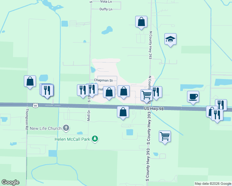 map of restaurants, bars, coffee shops, grocery stores, and more near 42 South Zander Way in Santa Rosa Beach