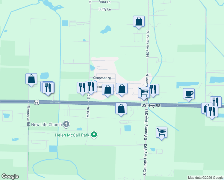map of restaurants, bars, coffee shops, grocery stores, and more near 22 North Zander Way in Santa Rosa Beach