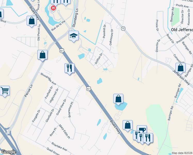 map of restaurants, bars, coffee shops, grocery stores, and more near 18589 Santa Maria Drive in Baton Rouge