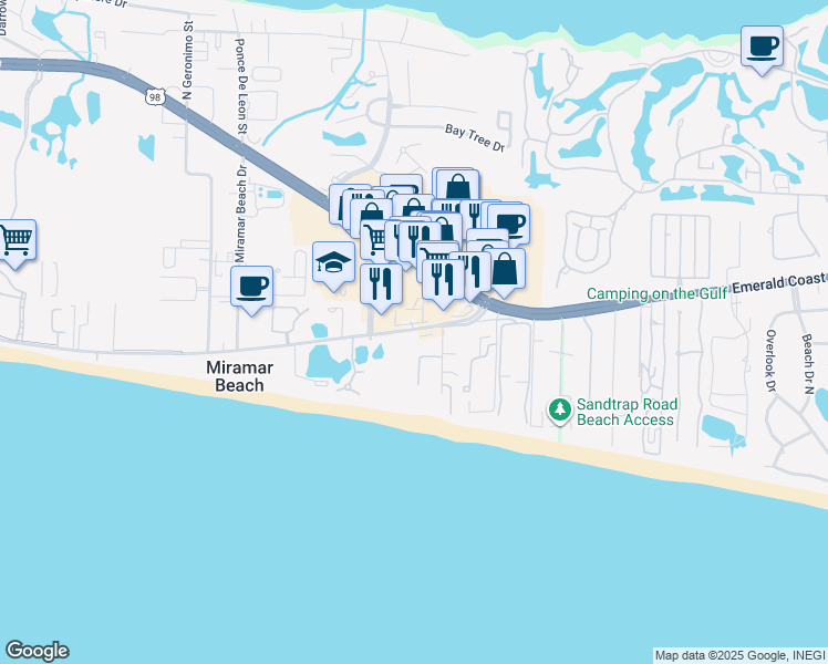 map of restaurants, bars, coffee shops, grocery stores, and more near 219 Scenic Gulf Drive in Miramar Beach