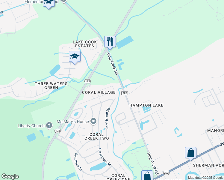 map of restaurants, bars, coffee shops, grocery stores, and more near 1030 Antigua Circle in Pensacola