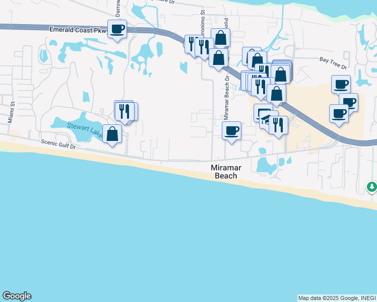 map of restaurants, bars, coffee shops, grocery stores, and more near 778 Scenic Gulf Drive in Miramar Beach