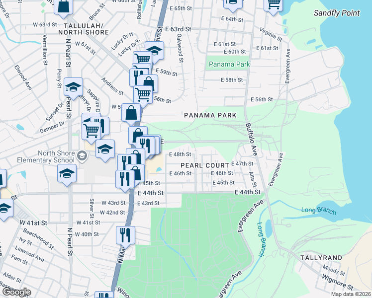 map of restaurants, bars, coffee shops, grocery stores, and more near 299 East 48th Street in Jacksonville