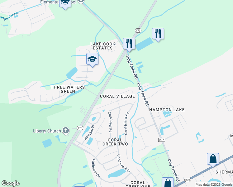 map of restaurants, bars, coffee shops, grocery stores, and more near 1087 Antigua Circle in Pensacola