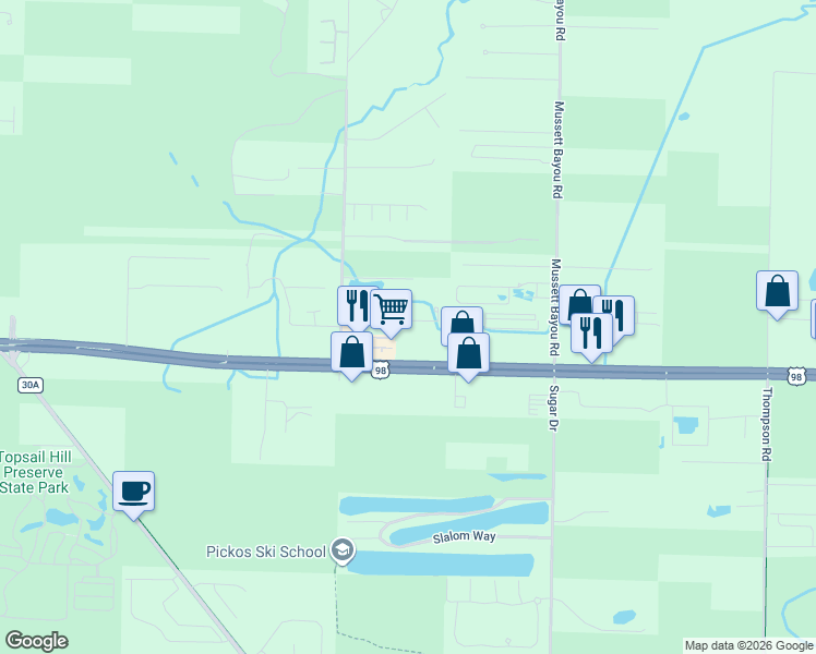 map of restaurants, bars, coffee shops, grocery stores, and more near 108 Don Bishop Road in Santa Rosa Beach
