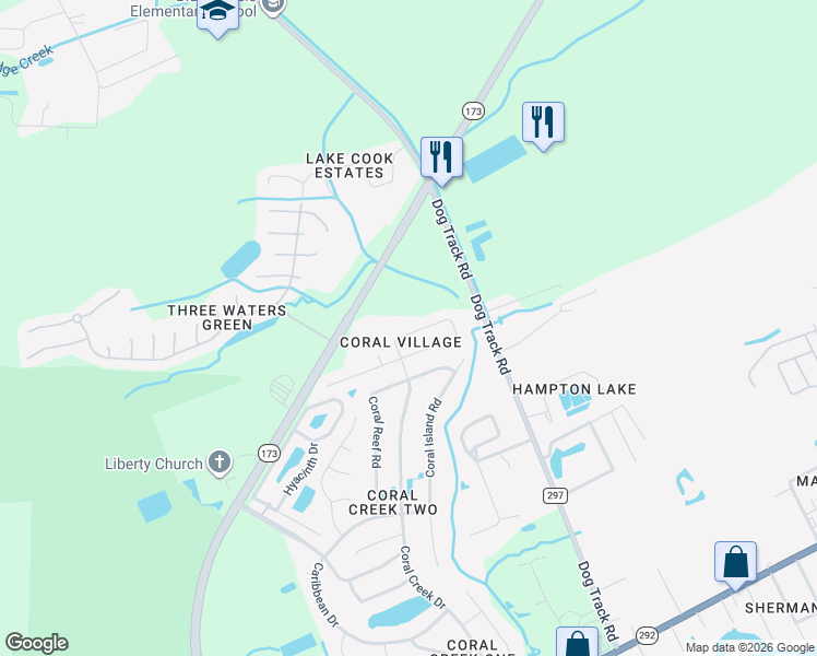 map of restaurants, bars, coffee shops, grocery stores, and more near 1079 Antigua Circle in Pensacola