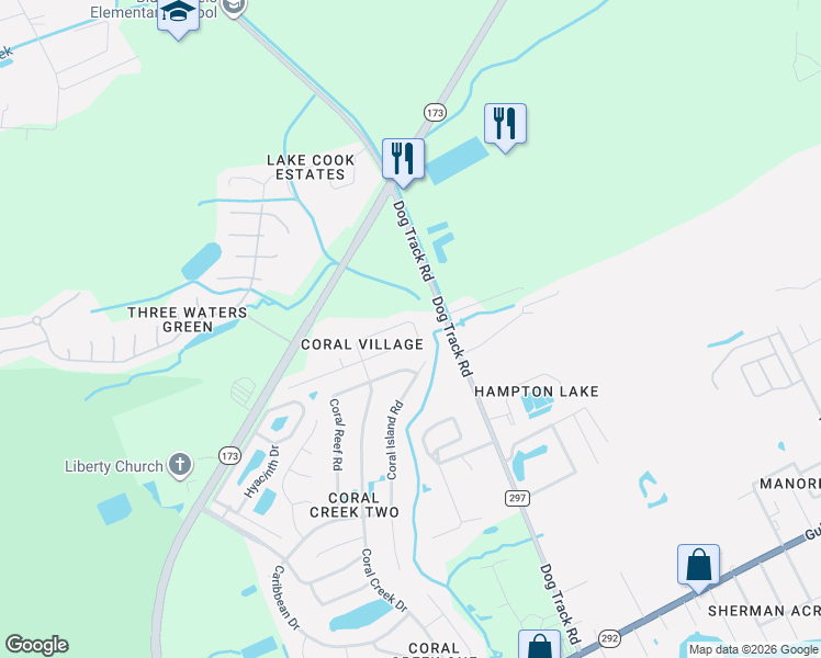 map of restaurants, bars, coffee shops, grocery stores, and more near 1063 Antigua Circle in Pensacola