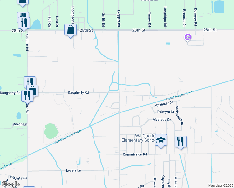 map of restaurants, bars, coffee shops, grocery stores, and more near 20061 Daugherty Road in Long Beach