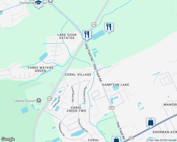map of restaurants, bars, coffee shops, grocery stores, and more near 1063 Antigua Circle in Pensacola