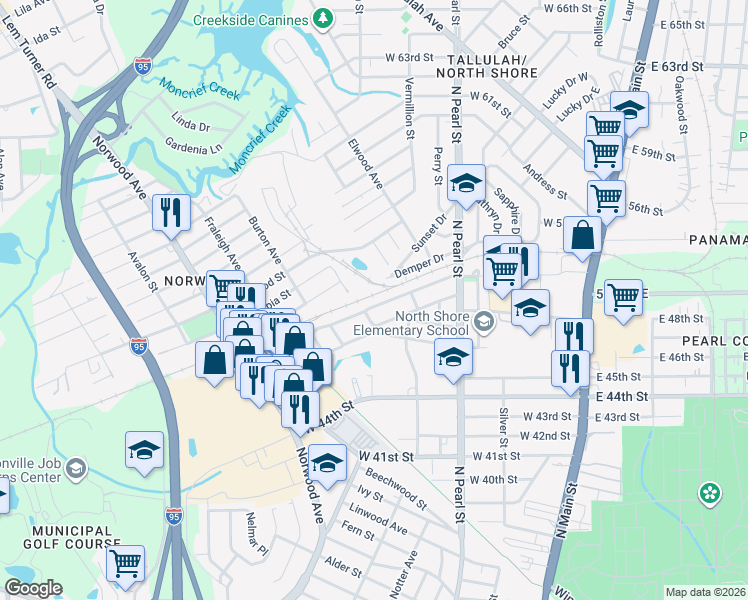 map of restaurants, bars, coffee shops, grocery stores, and more near 545 Chestnut Drive in Jacksonville