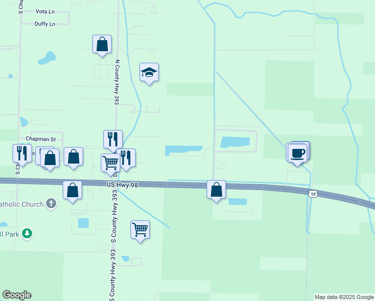 map of restaurants, bars, coffee shops, grocery stores, and more near 163 Veterans Road in Santa Rosa Beach