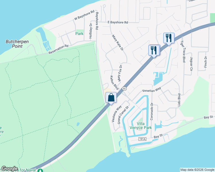 map of restaurants, bars, coffee shops, grocery stores, and more near 2549 Baytown Circle in Gulf Breeze