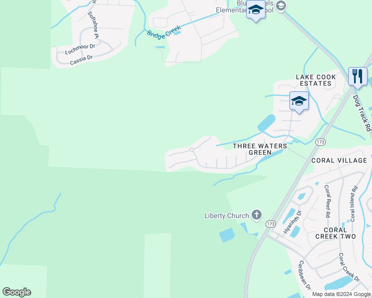 map of restaurants, bars, coffee shops, grocery stores, and more near 22 Arva Court in Pensacola