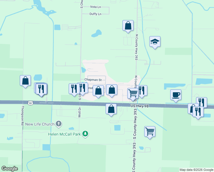 map of restaurants, bars, coffee shops, grocery stores, and more near 22 North Zander Way in Santa Rosa Beach