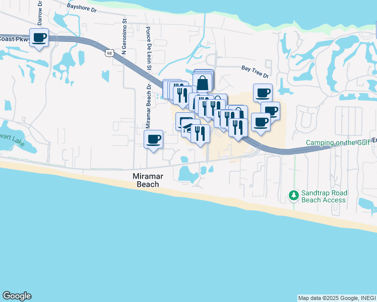map of restaurants, bars, coffee shops, grocery stores, and more near 340 Scenic Gulf Drive in Destin