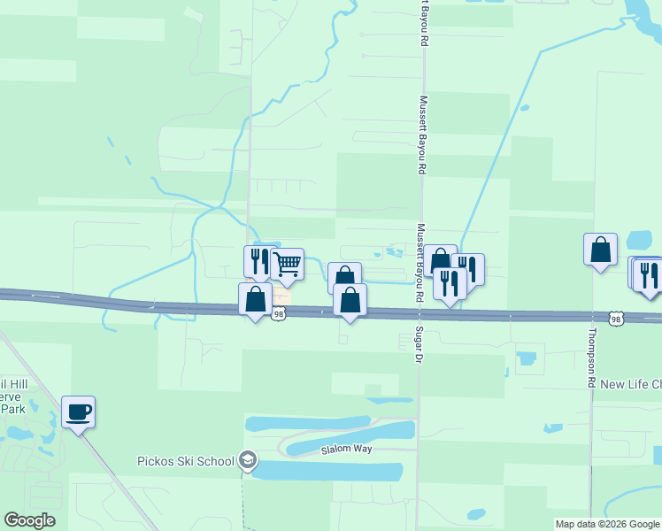 map of restaurants, bars, coffee shops, grocery stores, and more near 272 Water Oaks Loop in Santa Rosa Beach